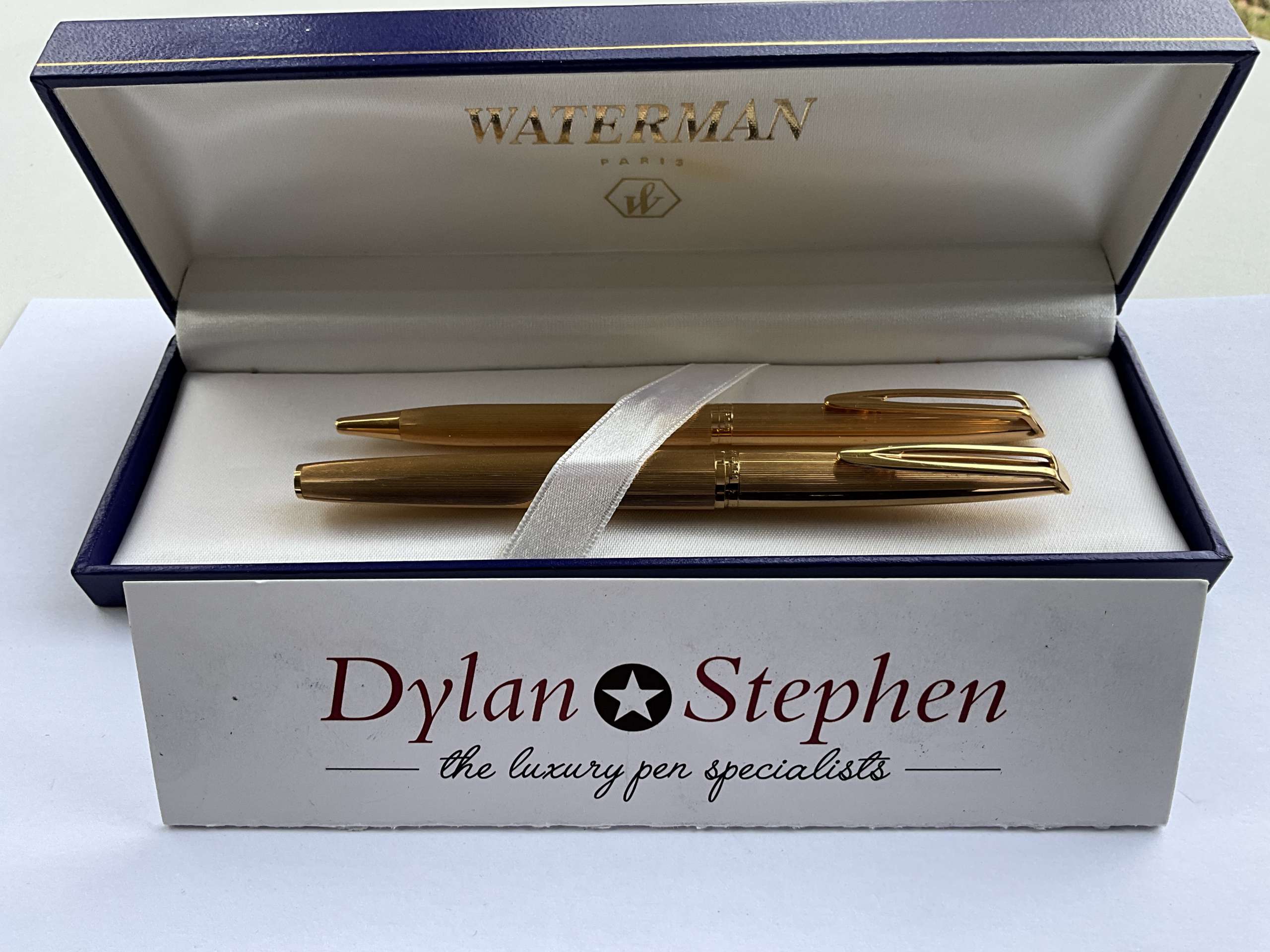 Waterman gold plated CF vintage fountain pen and ballpoint pen set - Image 4