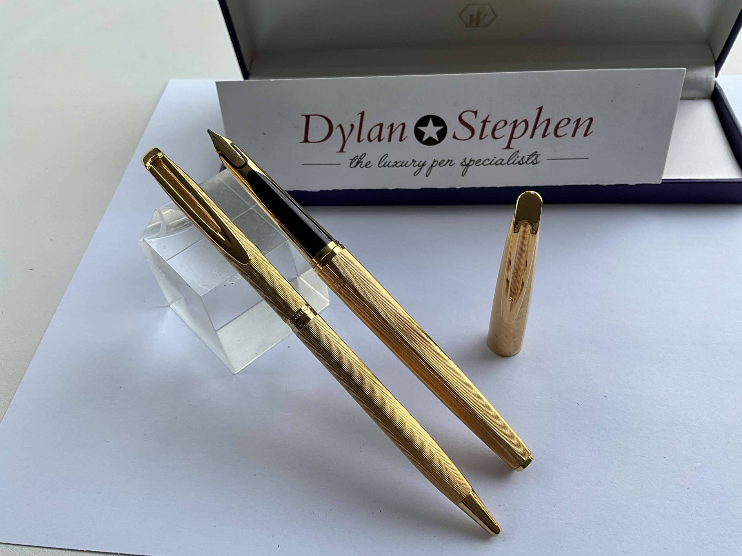 Waterman gold plated CF vintage fountain pen and ballpoint pen set