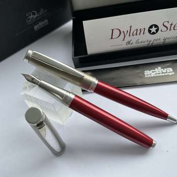 Delta Activa Hi tech design Red fountain pen and Mechanical Pencil set