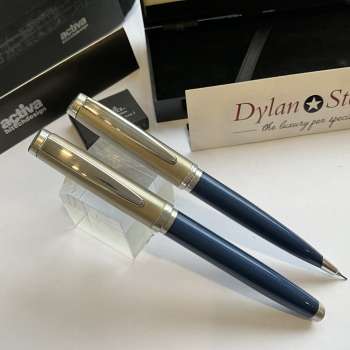 Delta Activa Hi Tech Design Blue fountain pen and Mechanical Pencil pen set