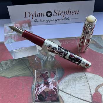 Omas St. George Limited Edition Fountain Pen 2014 Silver & White with Red