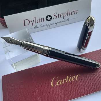 Cartier Louis Railroad Decor Black Lacquer Limited Edition Fountain Pen