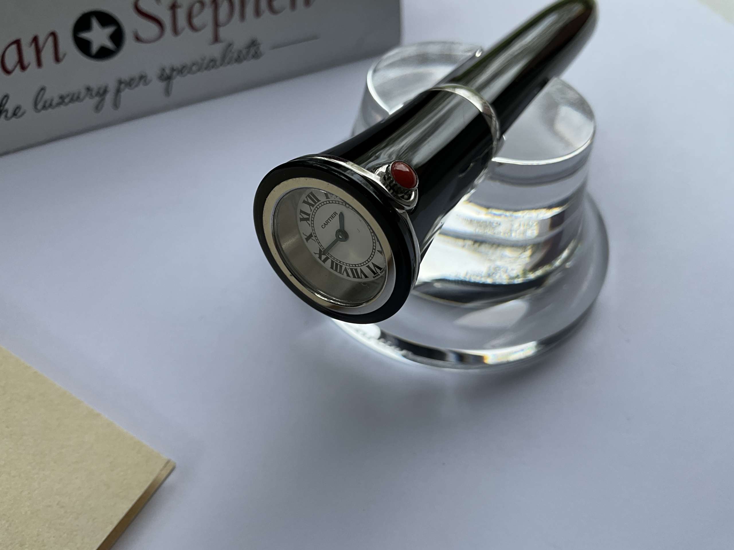 Cartier Black Lacquer Limited Edition Ballpoint pen with Watch - Image 3