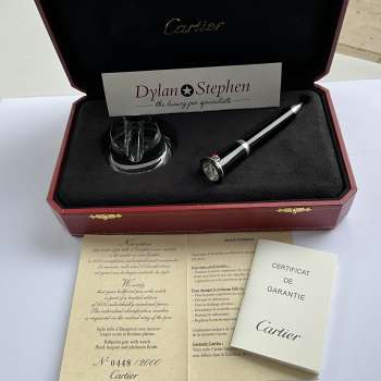 Cartier Black Lacquer Limited Edition Ballpoint pen with Watch