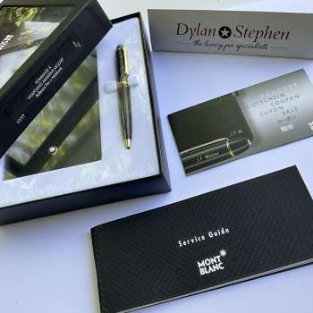 Montblanc Meisterstück Mozart Gold Line Ballpoint Pen + Leather Note Book Set