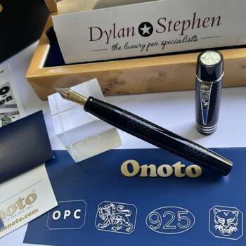 Onoto Magna Classic Black and Silver Chased Limited Edition fountain pen