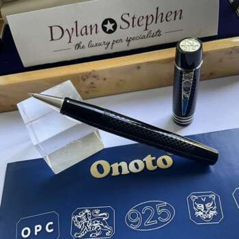 Onoto Magna Classic Black and Silver Chased Limited Edition Rollerball Pen
