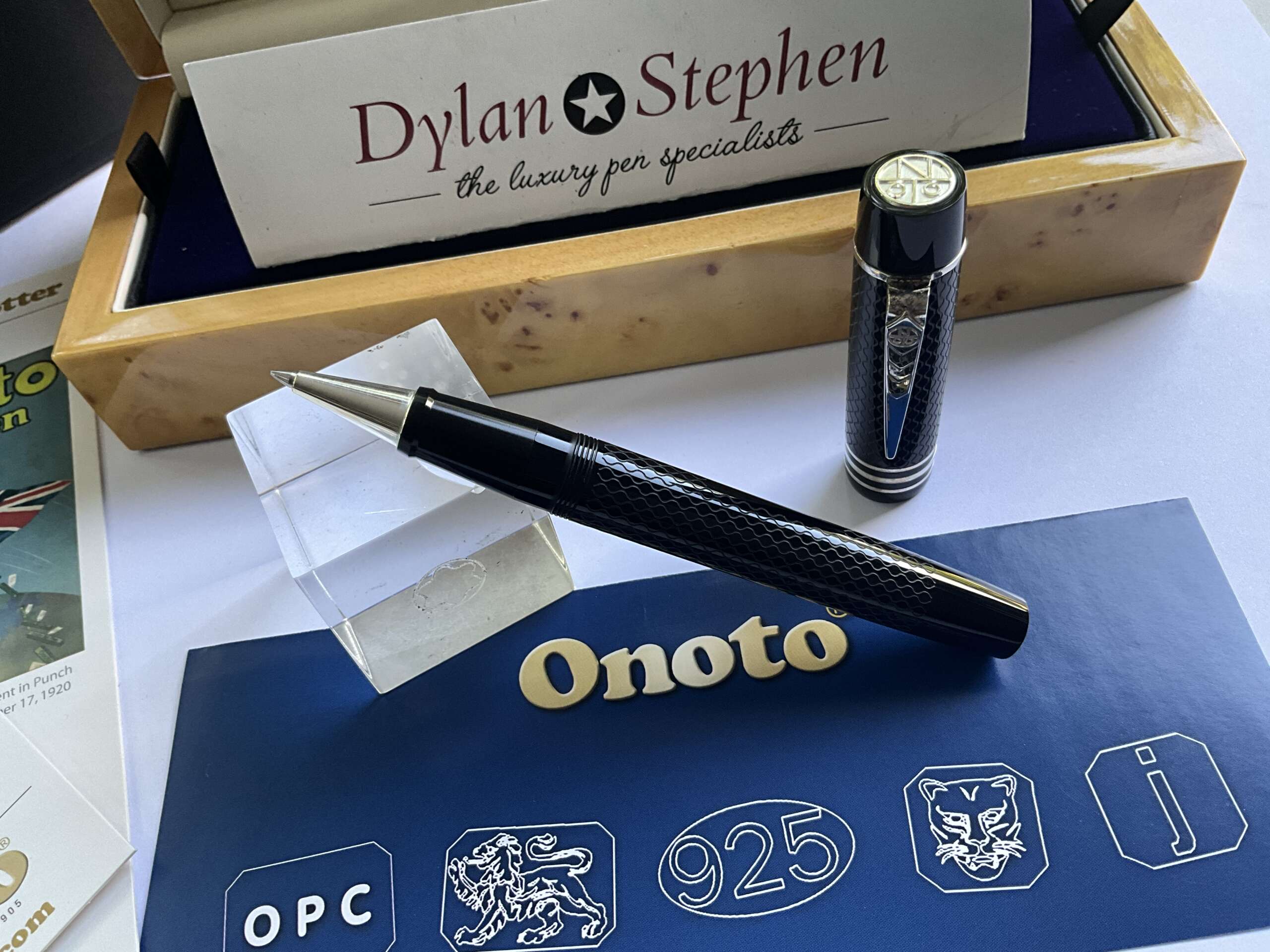 Onoto Magna Classic Black and Silver Chased Limited Edition Rollerball Pen