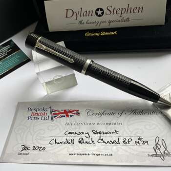 Conway Stewart Churchill Black Chased Ballpoint Pen