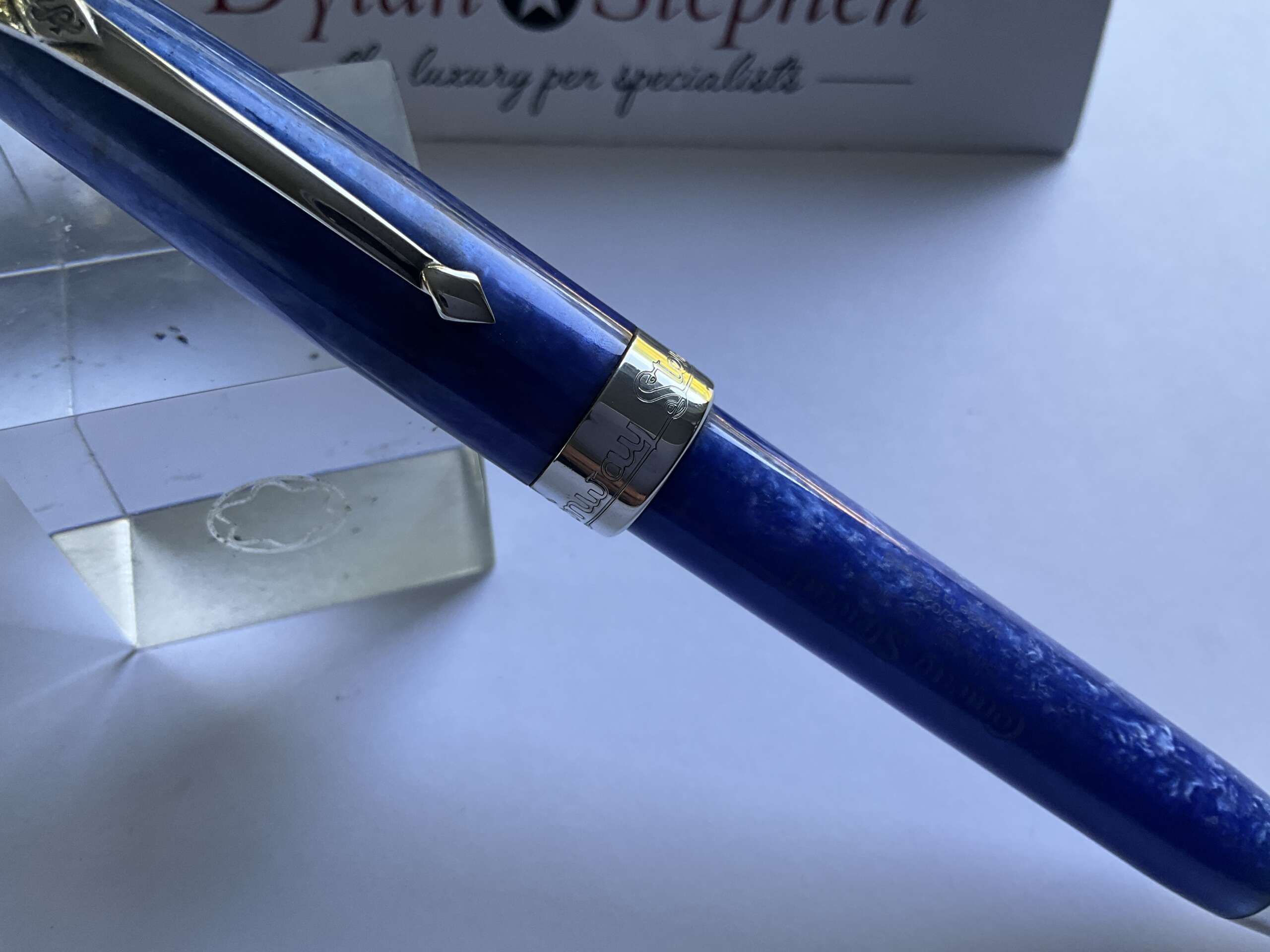 Conway Stewart Duro Sterling Silver II Blue Sapphire Ballpoint Pen - Image 2