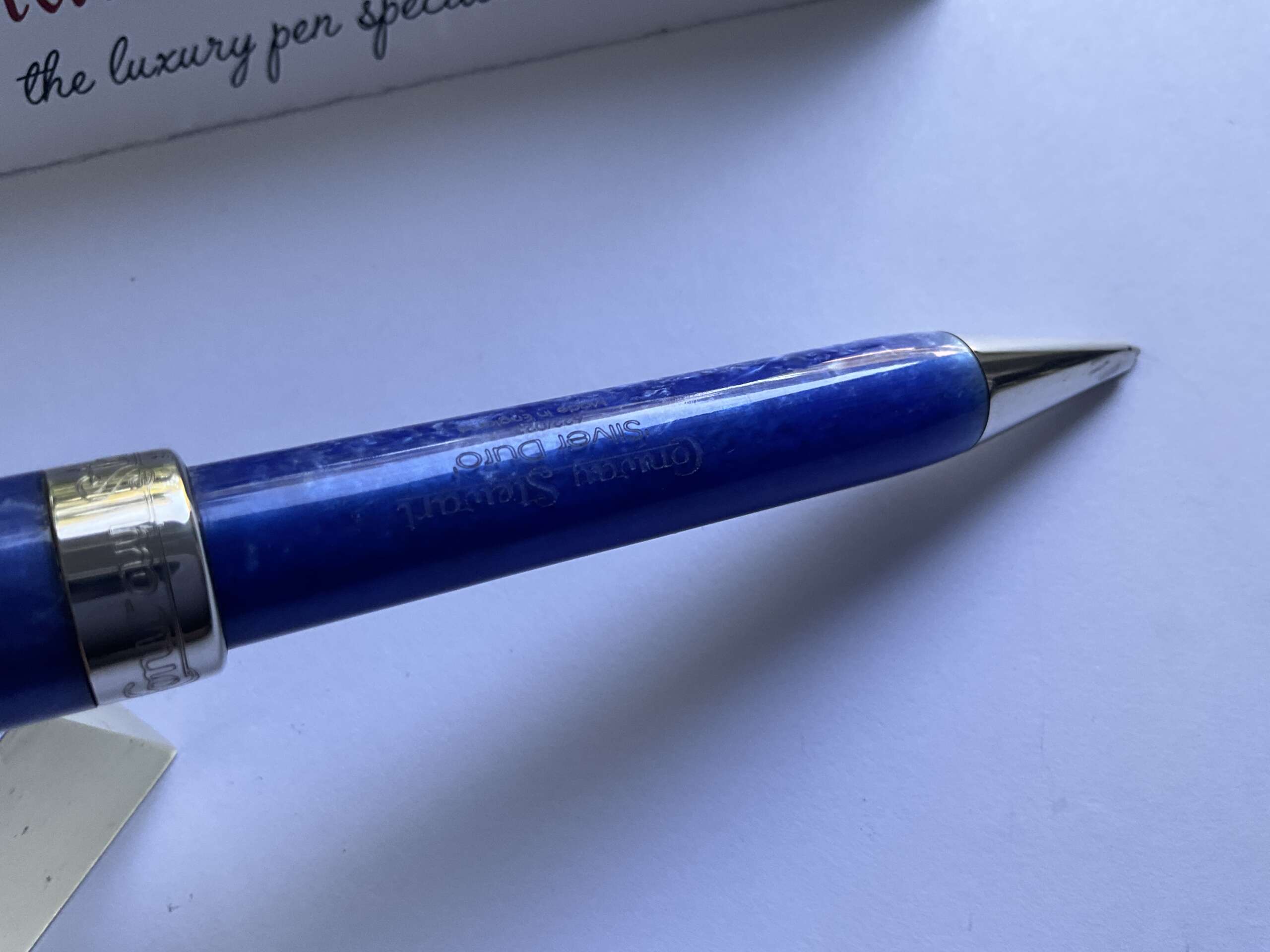 Conway Stewart Duro Sterling Silver II Blue Sapphire Ballpoint Pen - Image 3