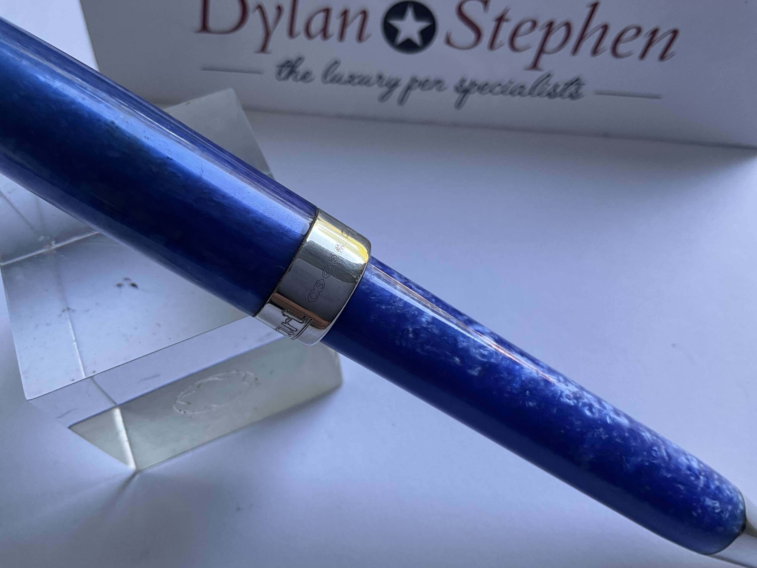 Conway Stewart Duro Sterling Silver II Blue Sapphire Ballpoint Pen - Image 4