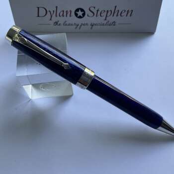 Conway Stewart Duro Sterling Silver II Blue Stardust Ballpoint Pen